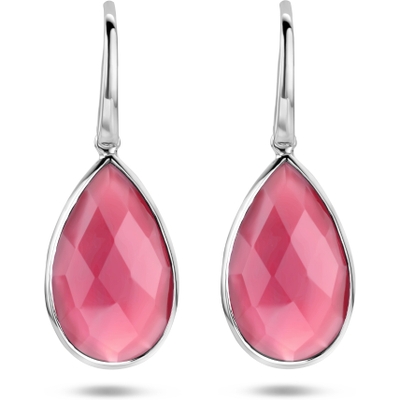 oorhangers margenta kwarts franse haak zilver gerhodineerd