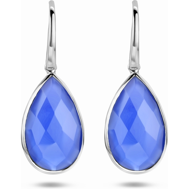 885483 Zilveren oorhangers met lapis franse haak