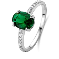 Treasure Collection 883368 Zilveren ring met groen zirkonia
