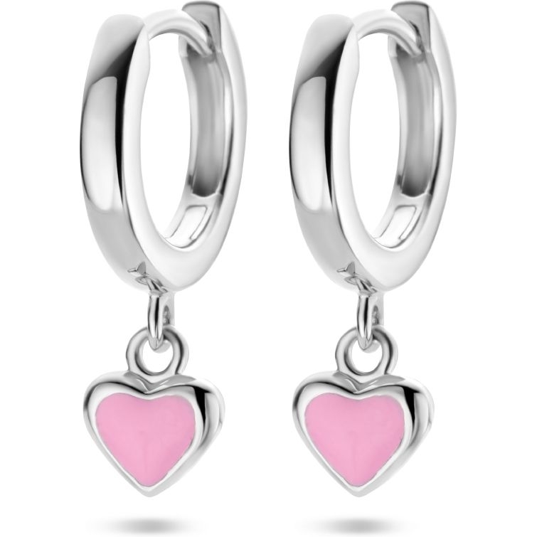 Treasure Collection 883545 Zilveren klapcreolen met hart hanger