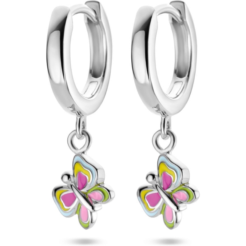 Treasure Collection 883543 Zilveren oorringen met vlinder hanger