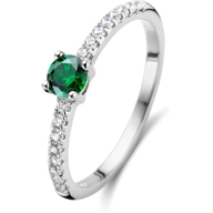 Treasure Collection 883379 Zilveren ring met groen zirkonia
