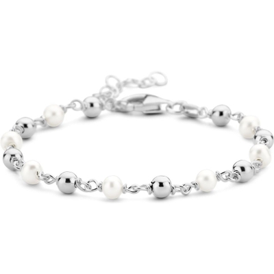 armband parel en bolletjes 16 3 cm zilver gerhodineerd