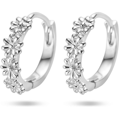 klapoorringen bloemen zilver gerhodineerd