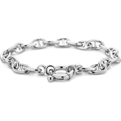 armband marine met groot springslot 71 mm 19 cm zilver gerhodineerd