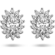 oorknoppen zirkonia halo zilver gerhodineerd