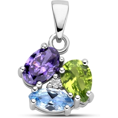 hanger zirkonia en synth edelstenen zilver gerhodineerd