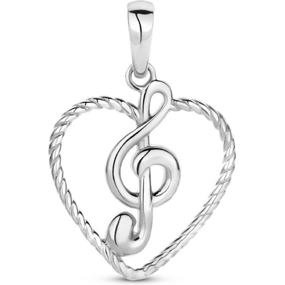 hanger hart en muzieknoot zilver gerhodineerd