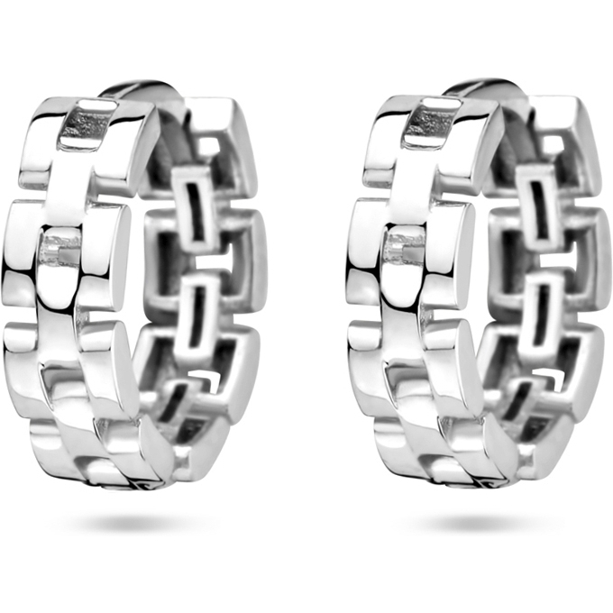 884013 Zilveren klapcreolen schakelmotief 12 mm