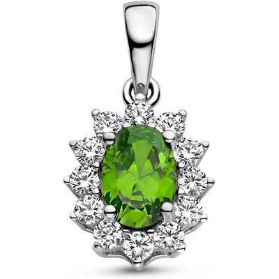 hanger groen en wit zirkonia halo zilver gerhodineerd