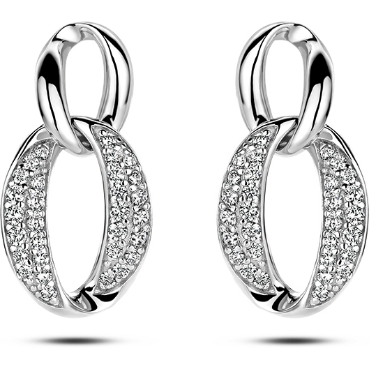 885506 Zilveren oorhangers met zirkonia 19,5 mm
