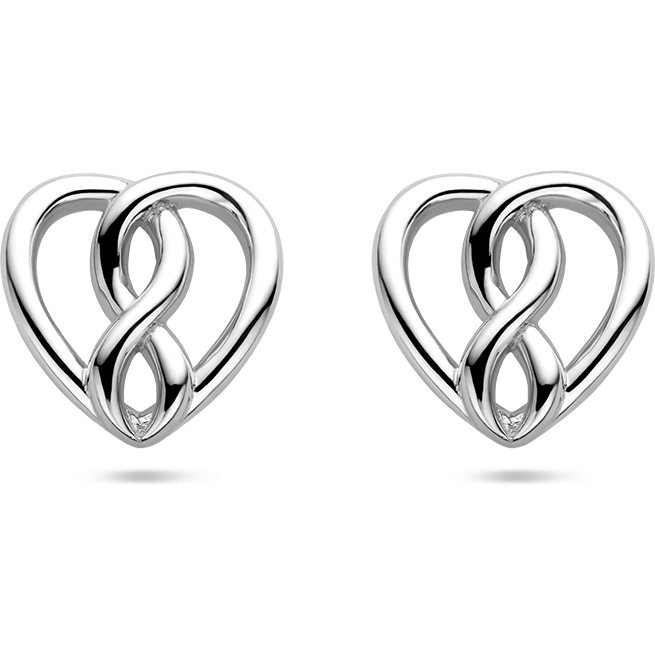 885474 Zilveren oorknopjes met hart infinity 9,5 mm