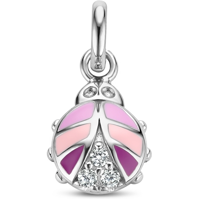 884032 Zilveren hanger met lieveheersbeestje zirkonia