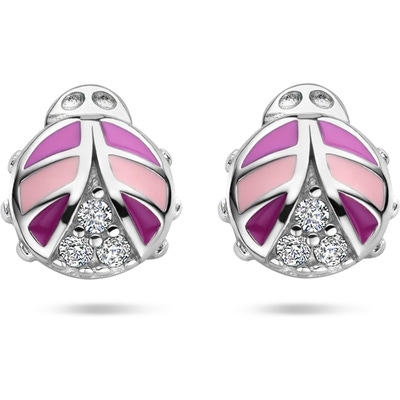 oorknoppen lieveheersbeestje zirkonia zilver gerhodineerd