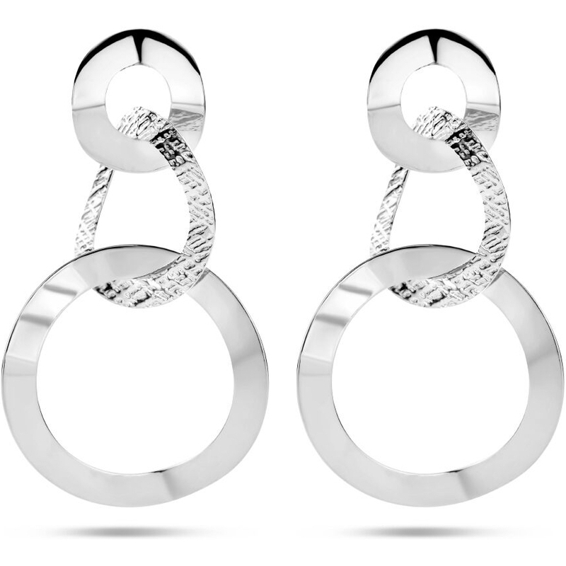 884615 Zilveren oorhangers met rondjes 48 mm