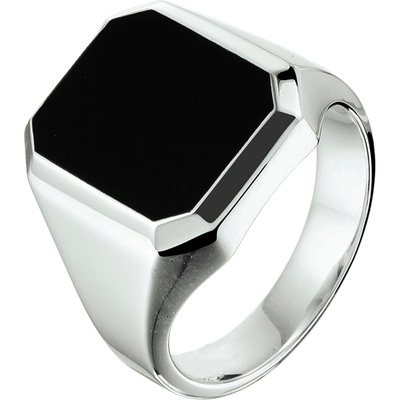 884491 Zilveren zegelring met massief onyx 16 mm