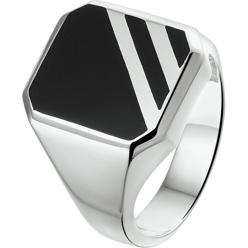 884494 Zilveren zegelring met massief onyx 16 mm