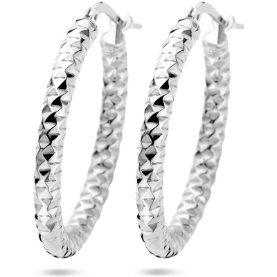 oorringen 30 mm ronde buis gediamanteerd zilver gerhodineerd