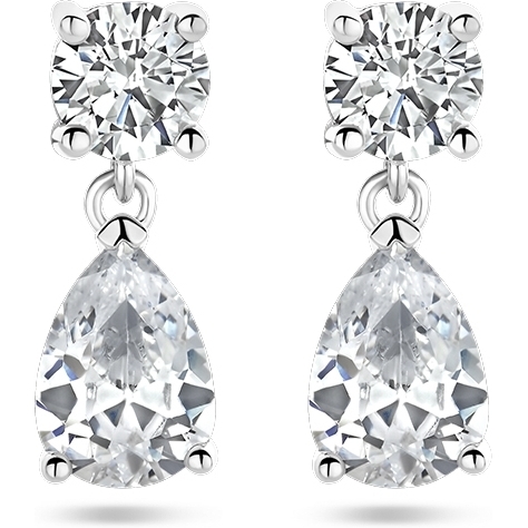 885528 Zilveren oorhangers met zirkonia 14 mm