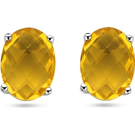 885488 Zilveren oorknopjes met citrien 8 mm