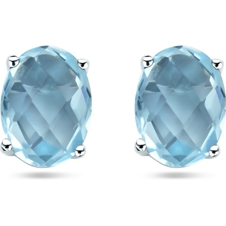 885489 Zilveren oorknopjes met blauw topaas 8 mm