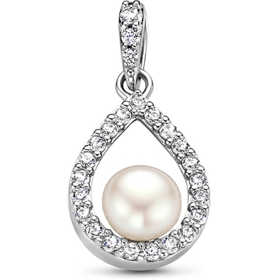 hanger parel en zirkonia zilver gerhodineerd