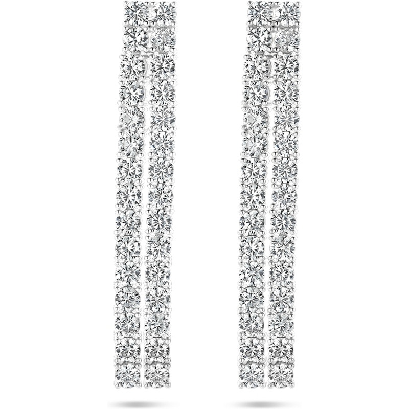 884023 Zilveren oorhangers met zirkonia 60 mm
