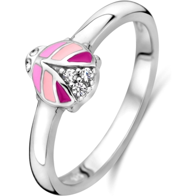 884034 Zilveren ring met lieveheersbeestje en zirkonia