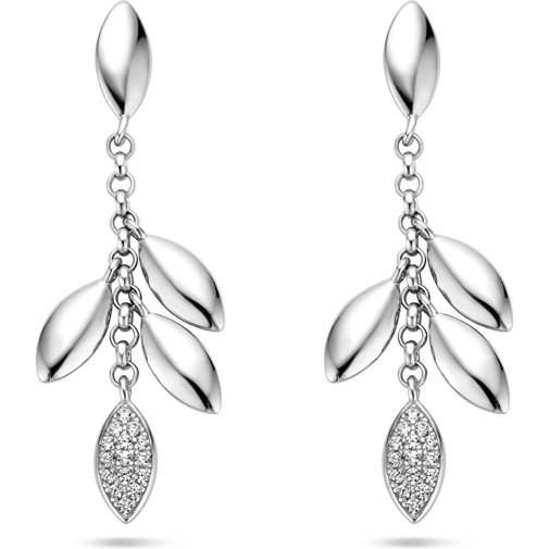 885548 Zilveren oorhangers met zirkonia 36 mm
