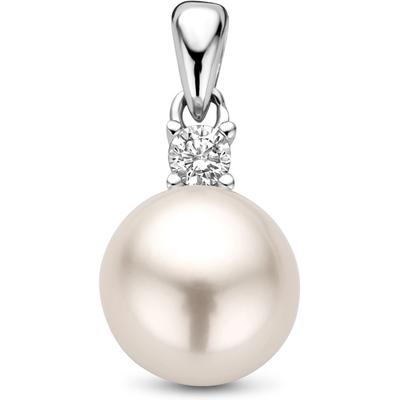 hanger zirkonia en parel zilver gerhodineerd