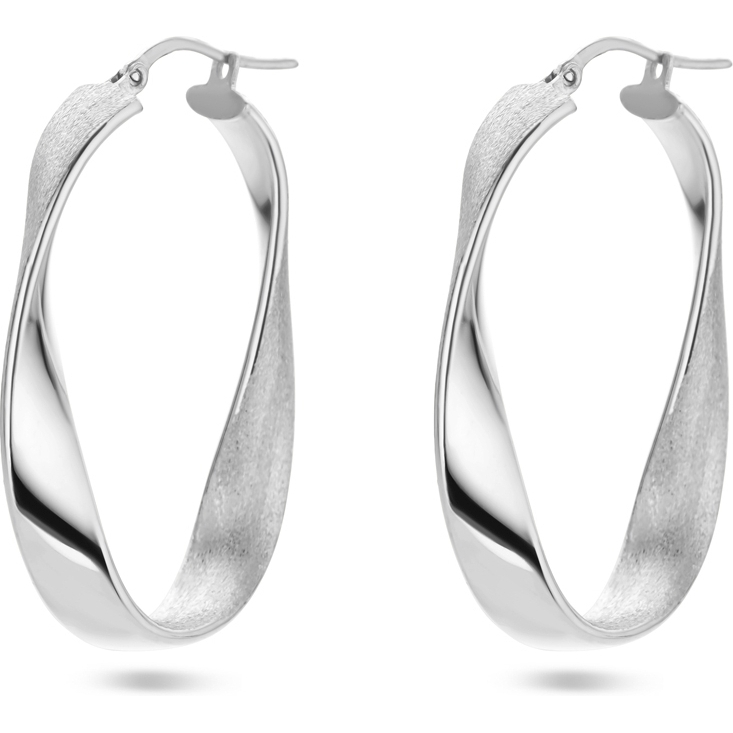 885578 Zilveren oorringen gedraaid 40 mm