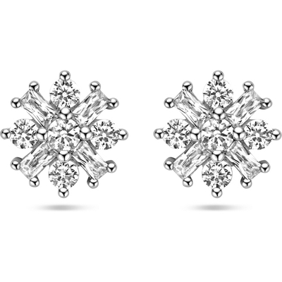 oorknoppen bloem zirkonia zilver gerhodineerd