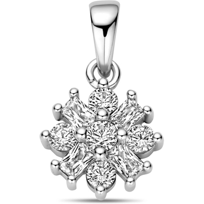 hanger bloem zirkonia zilver gerhodineerd