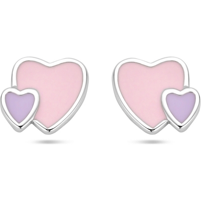 oorknoppen emaille hartjes zilver gerhodineerd