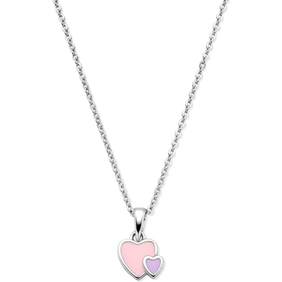 collier emaille hartjes 36  4 cm zilver gerhodineerd