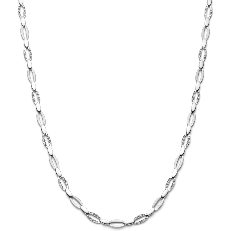885047 Zilveren schakelketting met zirkonia 6 mm