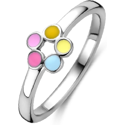 884482 Zilveren kinderring met bloem