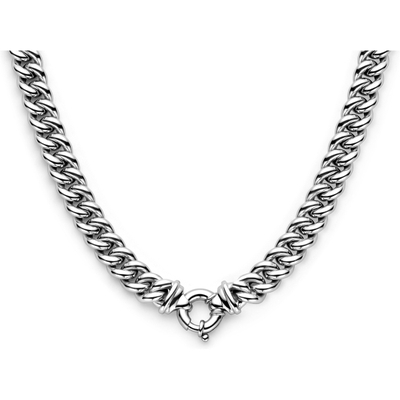 collier gourmette 106 mm  43 cm met groot springslot zilver gerhodineerd