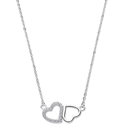 collier hartjes zirkonia 42 3 cm zilver gerhodineerd