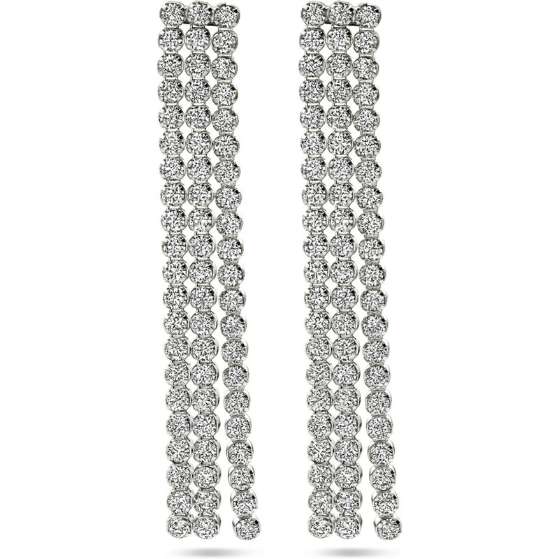 885574 Zilveren oorhangers met zirkonia 50 mm