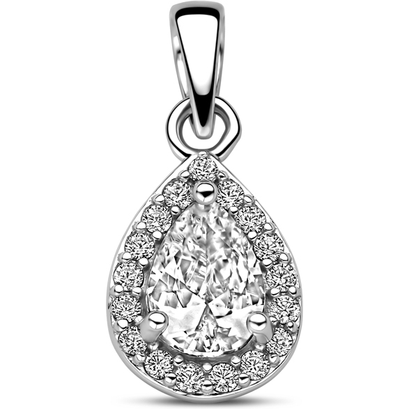 884817 Zilveren hanger met zirkonia halo 18 mm