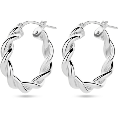 oorringen gedraaide buis zilver gerhodineerd