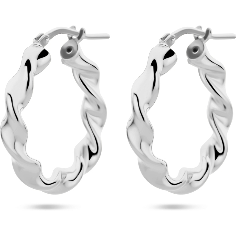 885612 Zilveren oorringen gedraaide buis 22,5 mm