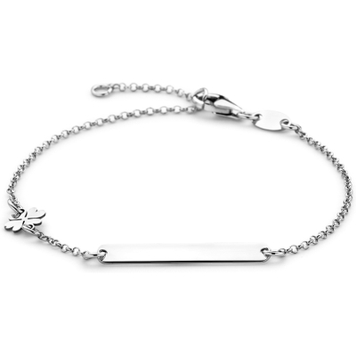 885356 Zilveren graveerarmband met klavertje 3,5 mm
