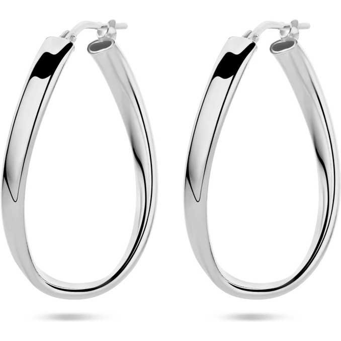 885615 Zilveren oorringen gedraaid 34 mm