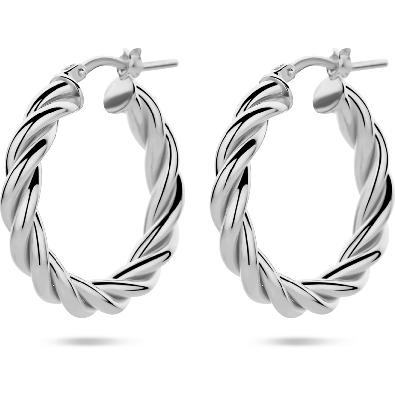 885616 Zilveren oorringen gedraaid 23 mm