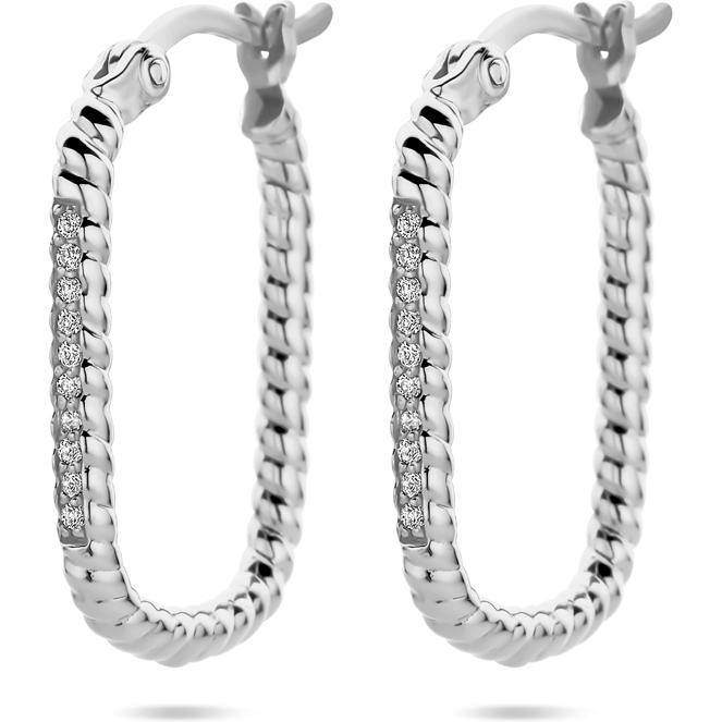885617 Zilveren oorringen met zirkonia 22,5 mm