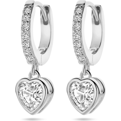 oorringen hart zirkonia zilver gerhodineerd