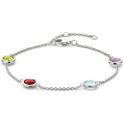 armband kleurstenen 17 - 185 - 20 cm zilver gerhodineerd