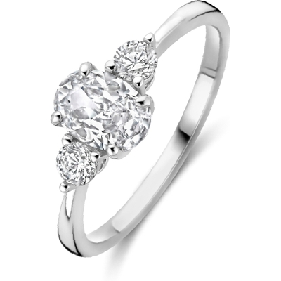 884489 Zilveren ring met trilogie zirkonia